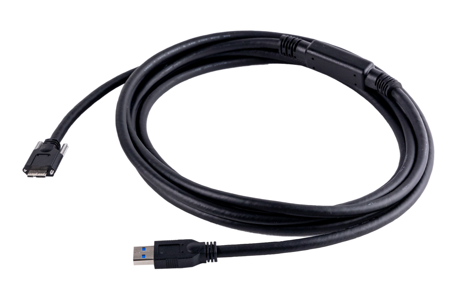 高屈曲USB3.2 ACC/Type A - Micro B ケーブル スクリューロック付